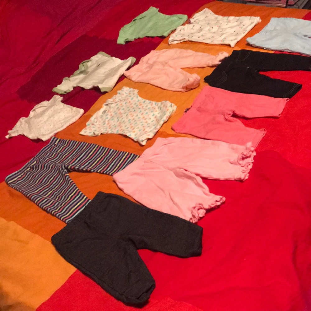 Onesies (0-3m) and pants (3m) for baby!